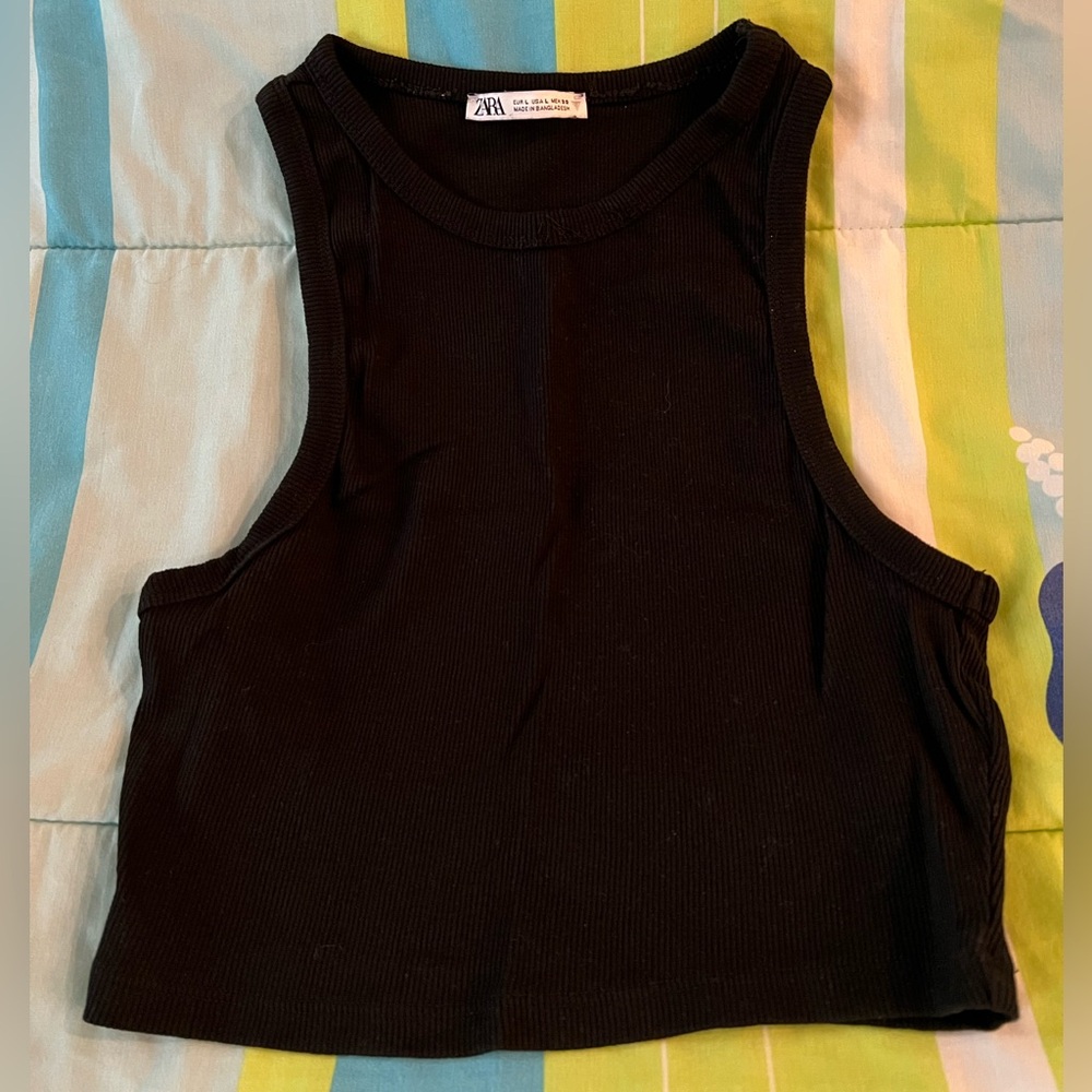 Zara Black Ribbed Tank Top